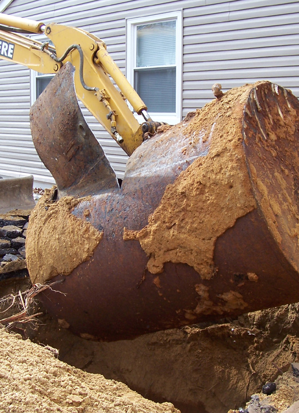 Underground oil tank removal in progress on Long Island